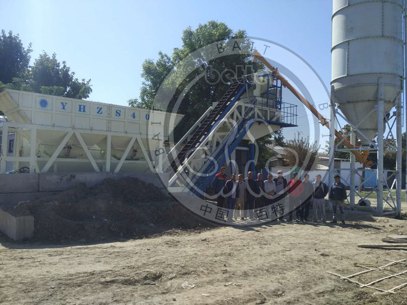 YHZS35移動(dòng)式攪拌站，移動(dòng)水泥倉