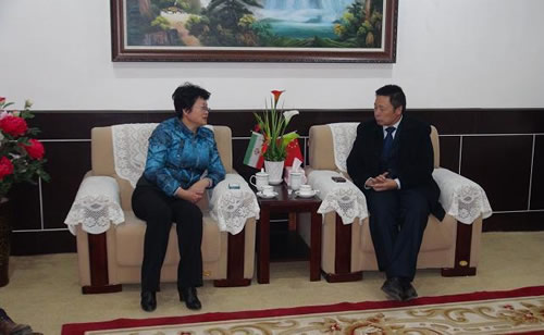 太行全利重工董事長黃全利向市領導介紹企業情況