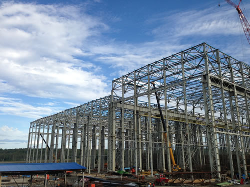 俄羅斯選礦主廠房主體鋼結構安裝完畢