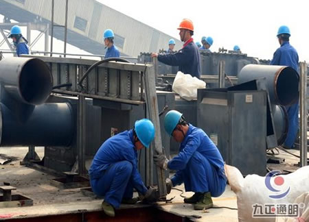 九正通明鍋爐電除塵設備大修改造施工現場